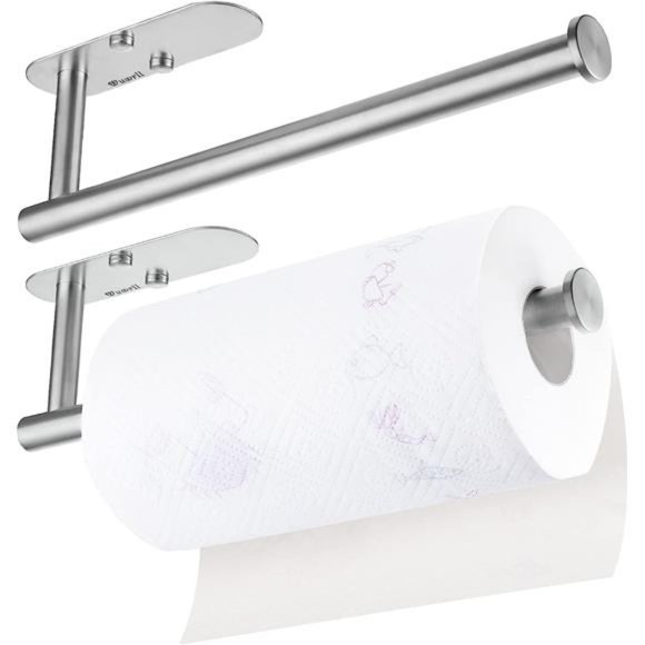 2 Pack Paper Towel Holders Under Cabinet, Self-Adhesive - 13.2 (Silver) - Picture 1 of 6